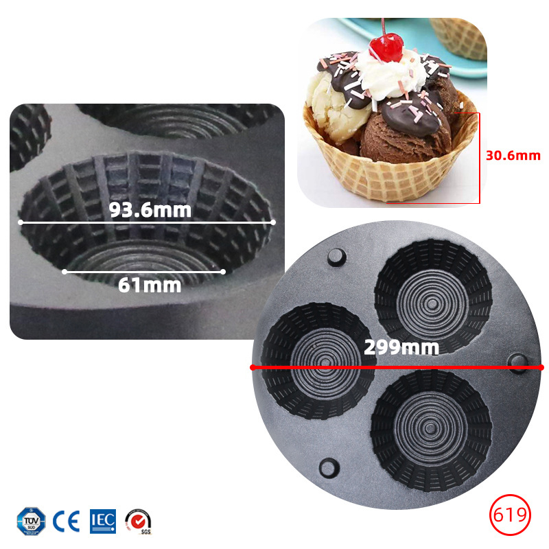Commercial Triple-Hole Ice Cre - Waffle Cone Maker บทวิจารณ์และราคา