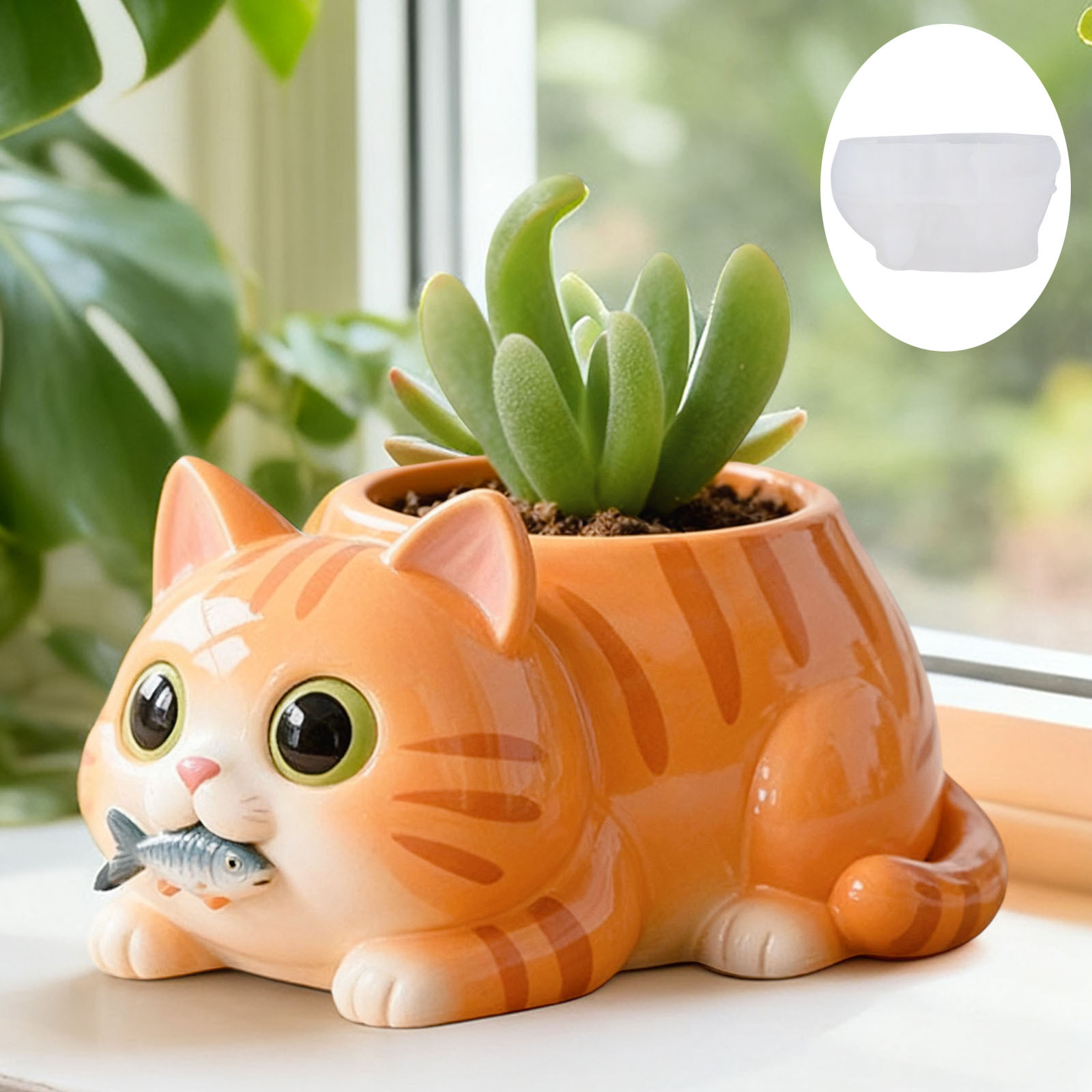 Cat Eating Fish Flower Pot Sil - Potsticker Mold บทวิจารณ์และราคา
