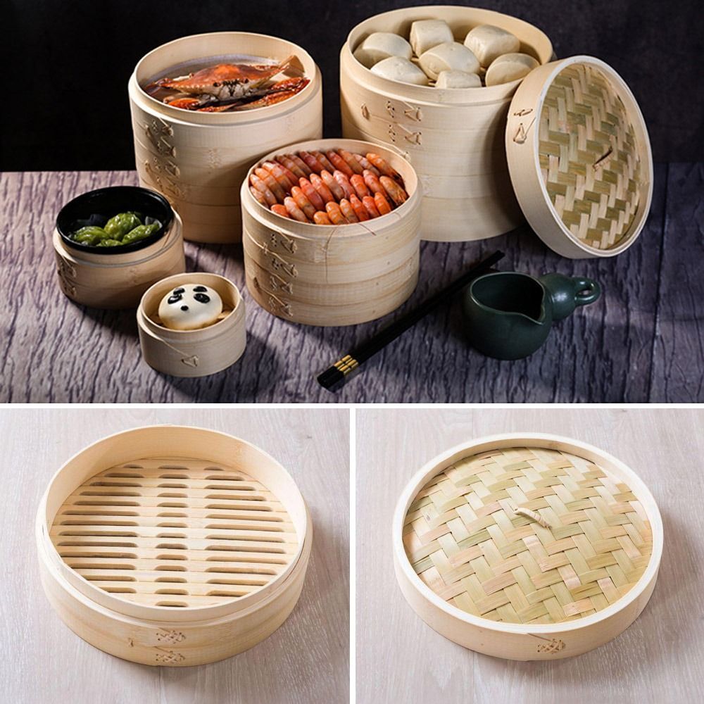 Bamboo Steamer Basket with Lid - Bao Steamer Bamboo บทวิจารณ์และราคา