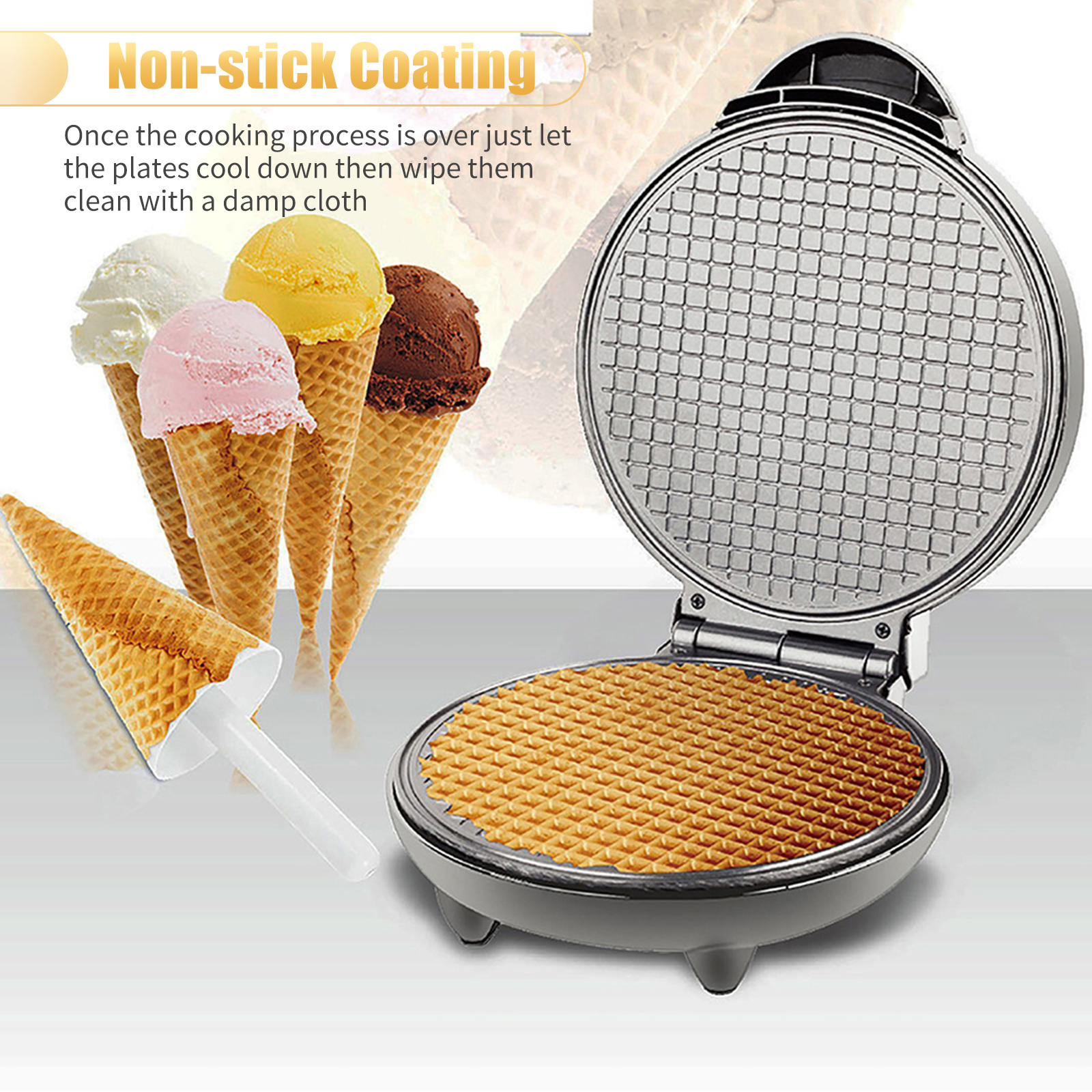 1200W Waffle Maker Nonstick Ba - Waffle Cone Maker บทวิจารณ์และราคา