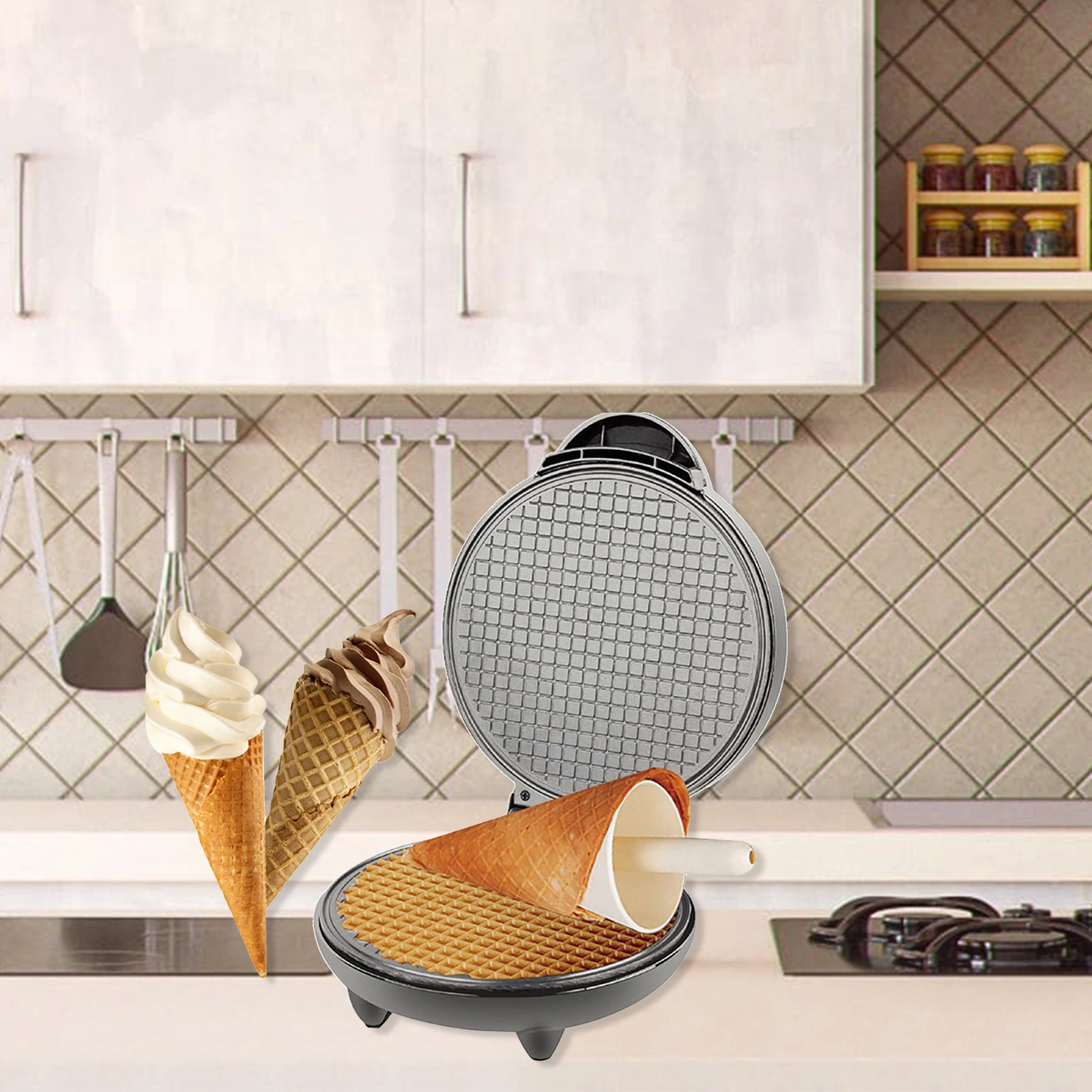 1200W Waffle Maker Nonstick Ba - Waffle Cone Maker บทวิจารณ์และราคา