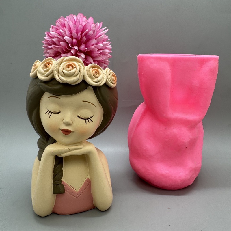 Cute girl flower pot silicone  - Potsticker Mold บทวิจารณ์และราคา