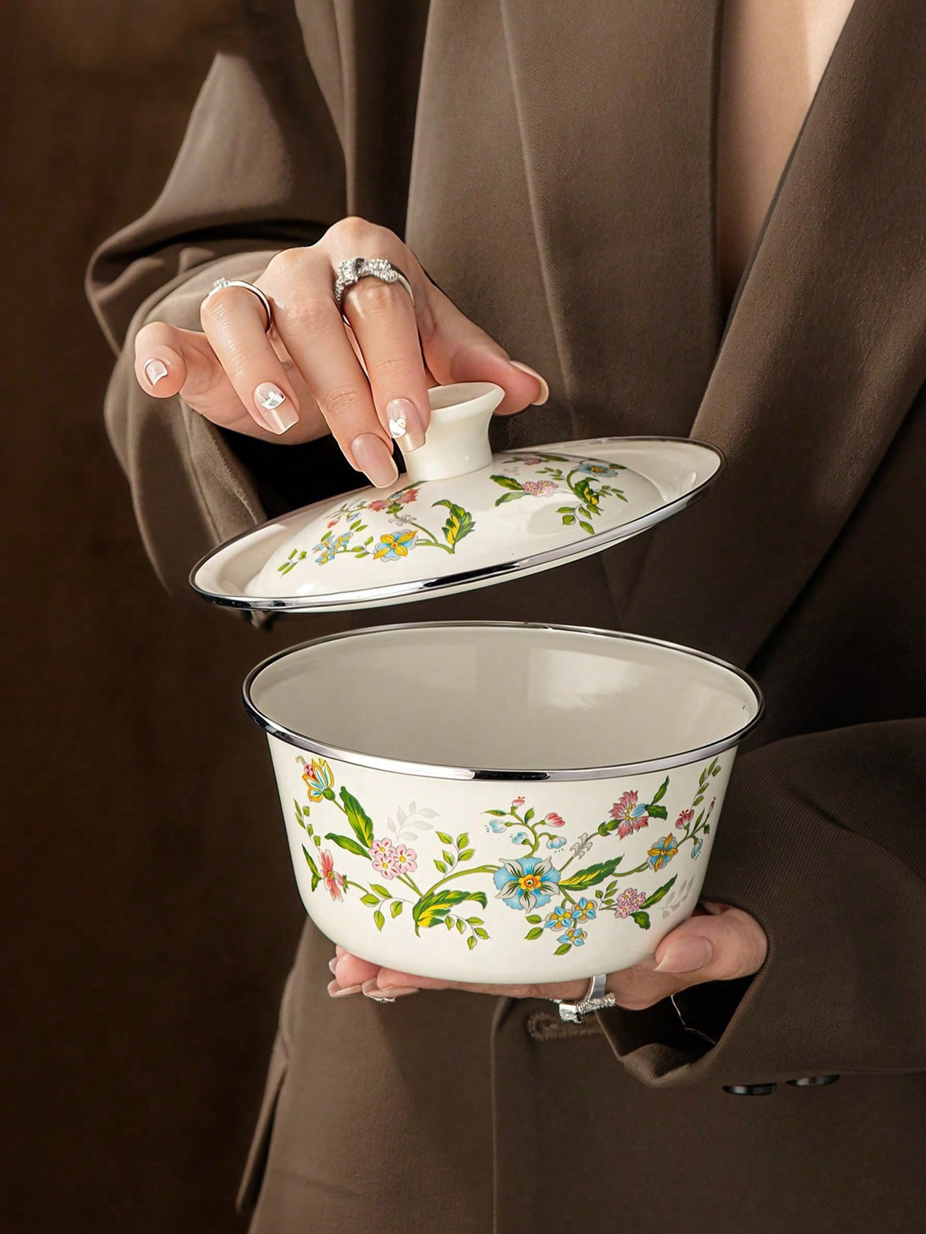 1pc Enamel-patterned rice bowl - Dim Sum Basket บทวิจารณ์และราคา