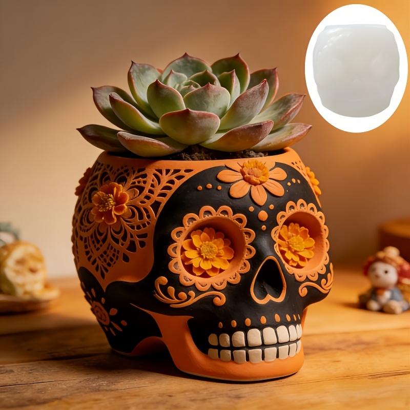 Flower relief skull succulent  - Potsticker Mold บทวิจารณ์และราคา