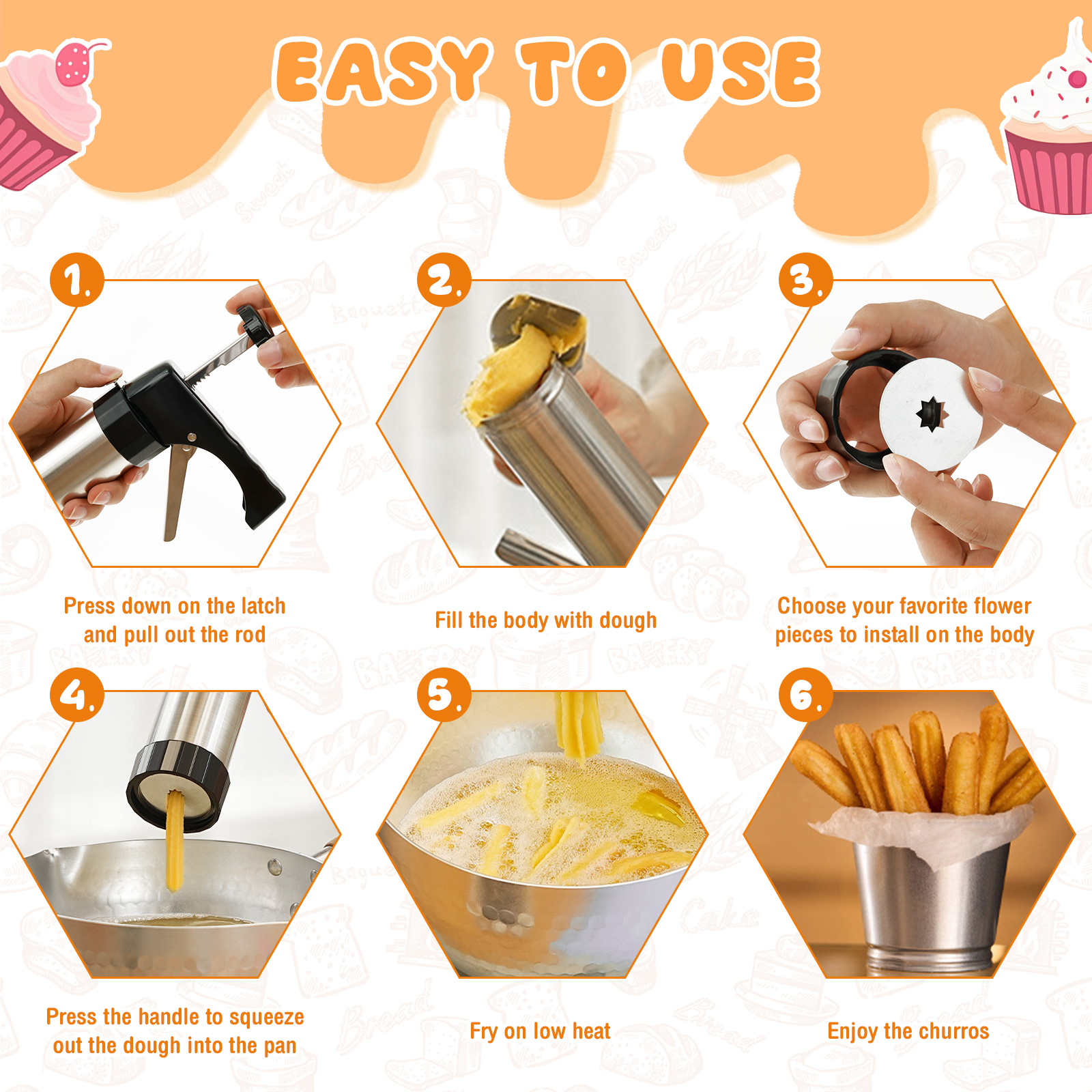 Cookie Press Gun Tips Set Stai - Churros Maker Gun บทวิจารณ์และราคา