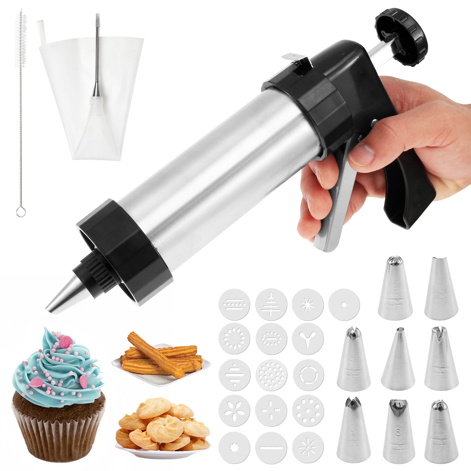 Stainless Steel Cookie Gun Chu - Churros Maker Gun บทวิจารณ์และราคา