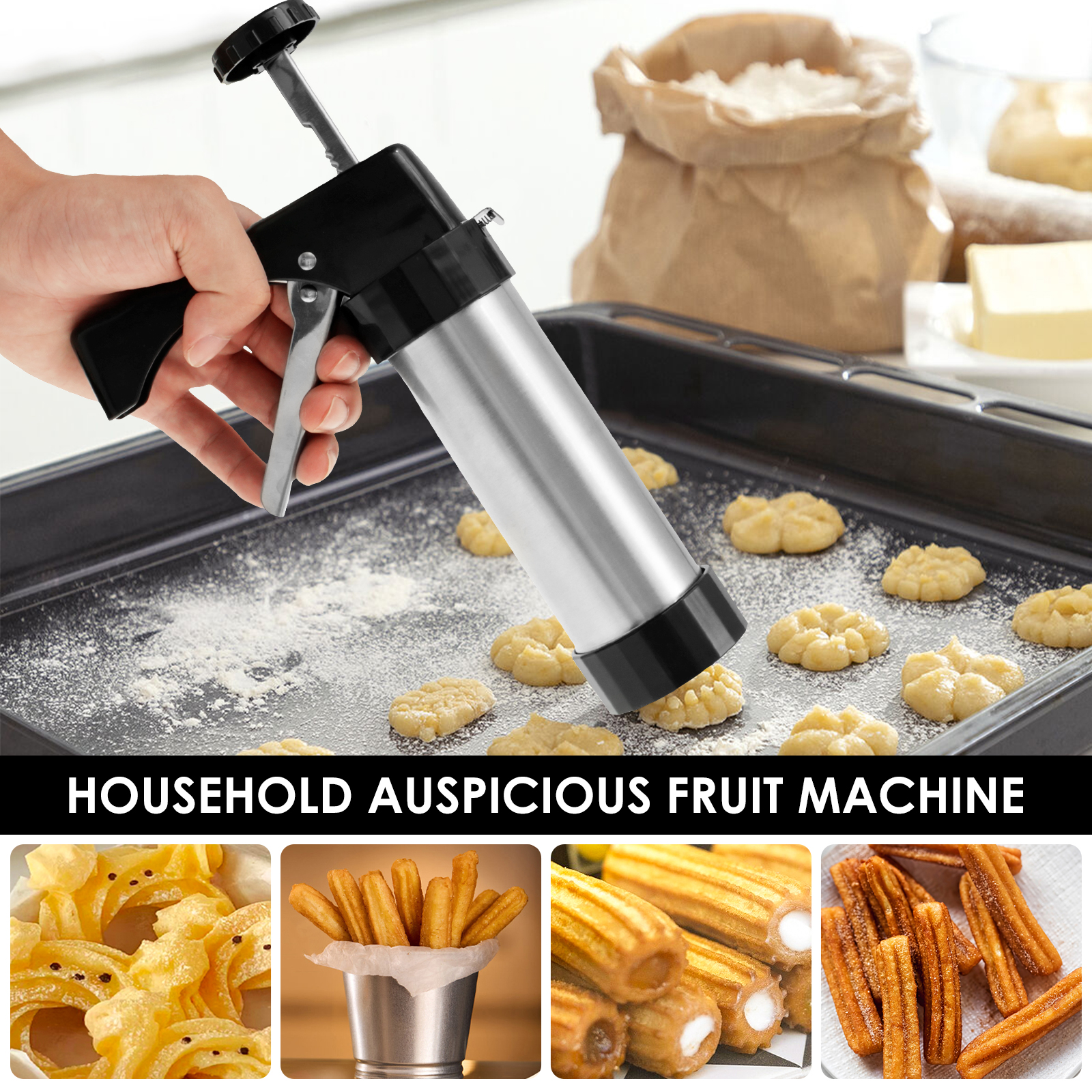 Stainless Steel Cookie Gun Chu - Churros Maker Gun บทวิจารณ์และราคา